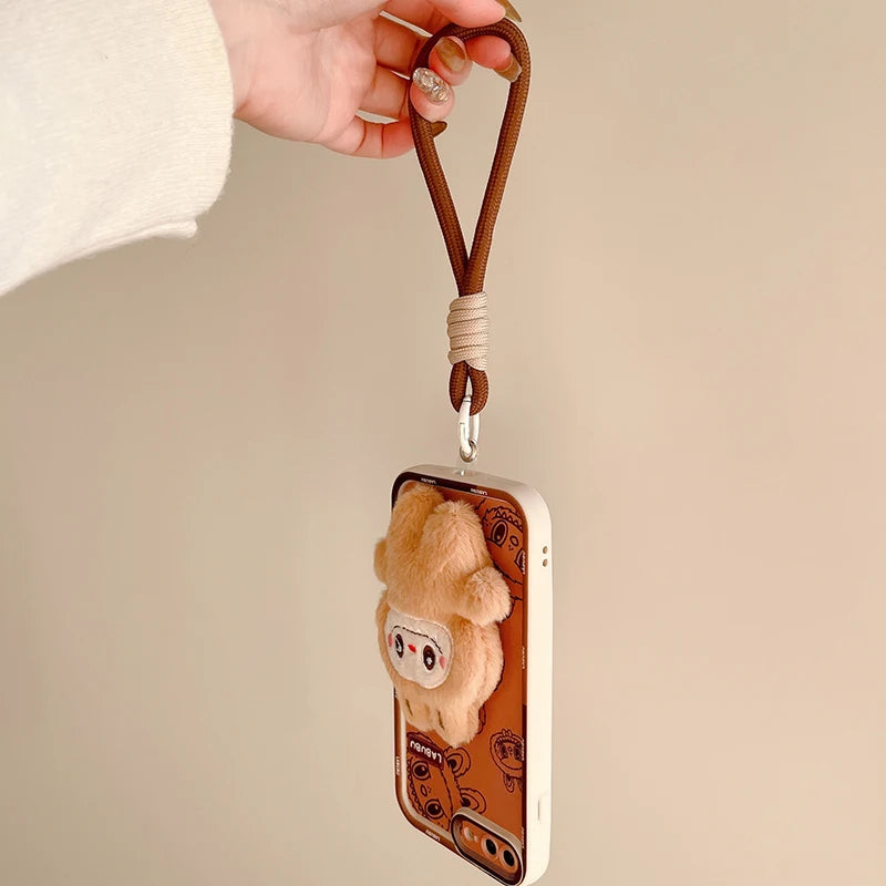 3D Cartoon Hello Kitty Capybara Fur Phone Case For iPhone 11 Bear Pocha Dog Hand Strap Soft Cover